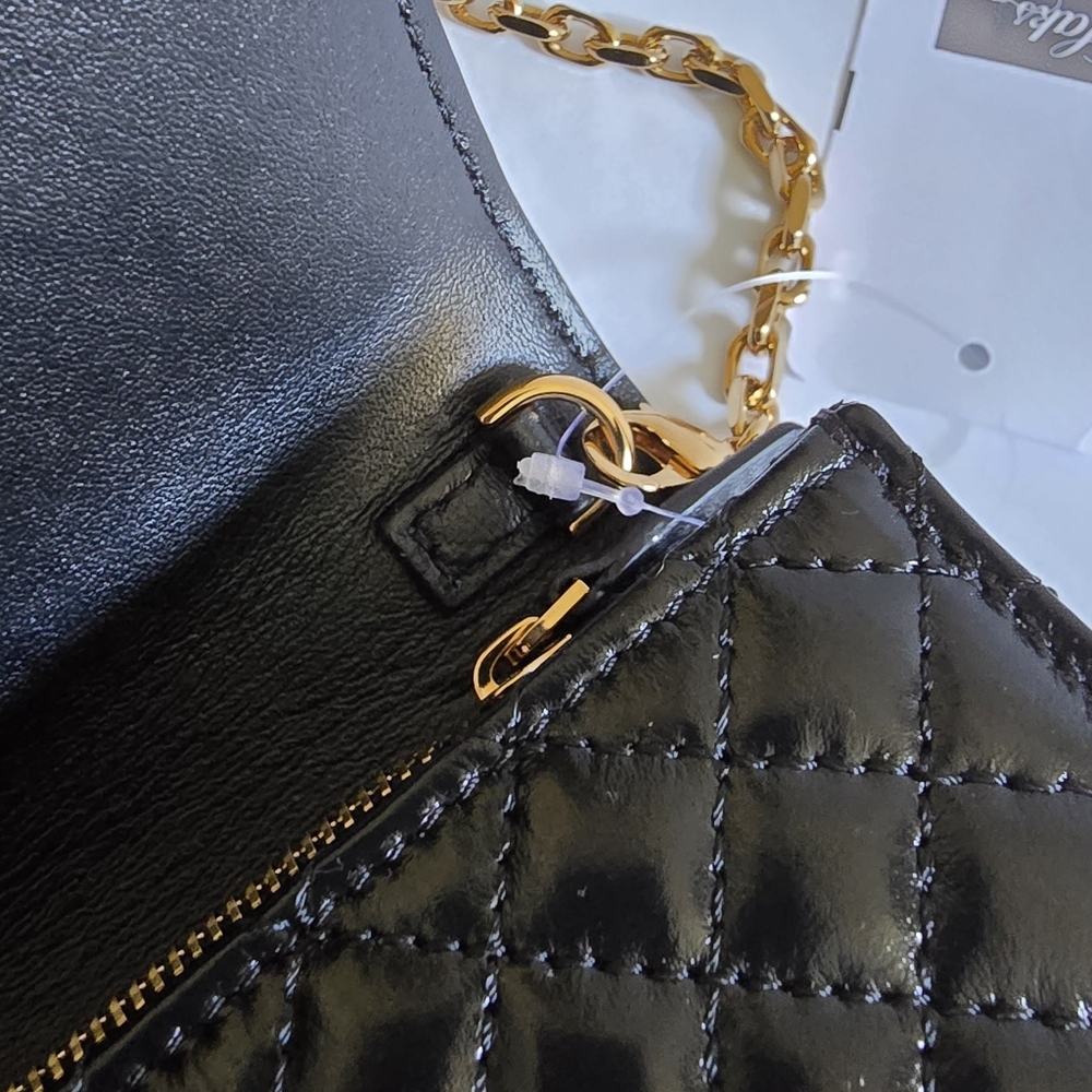 Versace Greca Goddess Mini Quilted Patent Leather Crossbody / Clutch Black - Picture 13 of 13